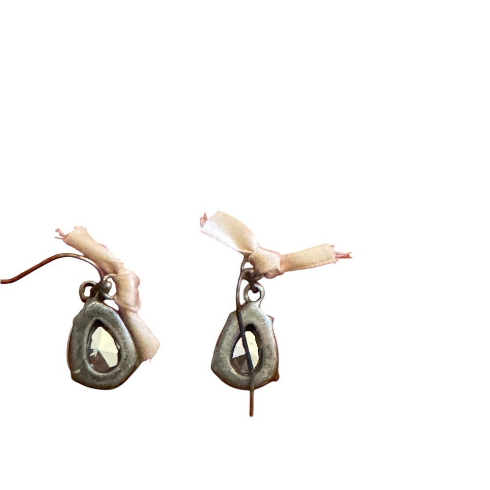 J. Jill Elegant Crystal Tear Drop Earrings with Ribbon Accent Silver Plated - Picture 3 of 3